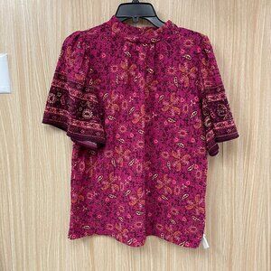 Loft Pink Print Top Size Small